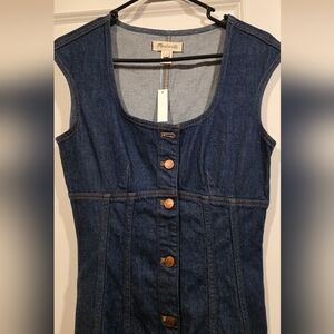 Madewell Dark Blue Denim Vest with Button Accents